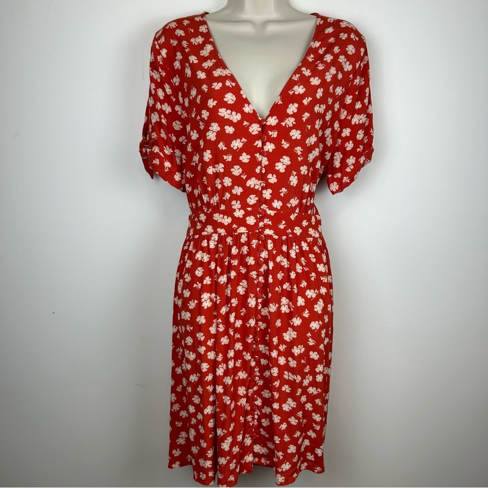 NWT Madewell Button-Front Retro in Happy Hibiscus Dress sz 16 Indie Coquette - Picture 3 of 16